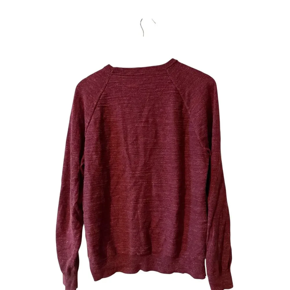 J Crew Cotton Midweight Slim Crewneck Top Burgundy M